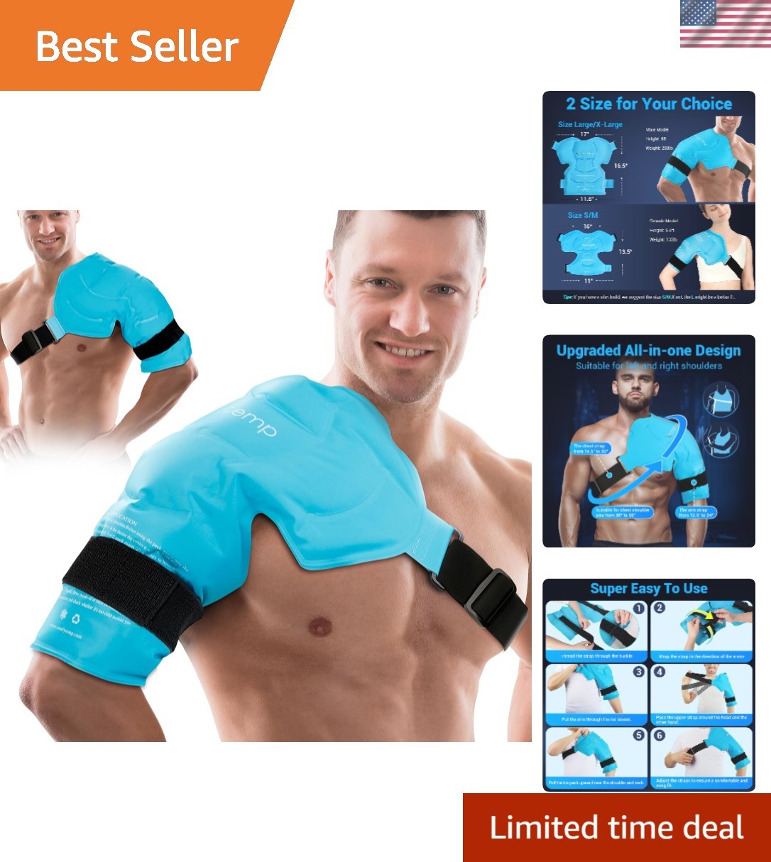 Shoulder Ice Pack Rotator Cuff Cold Therapy Wrap, FSA Eligible HSA, Gel Packs...