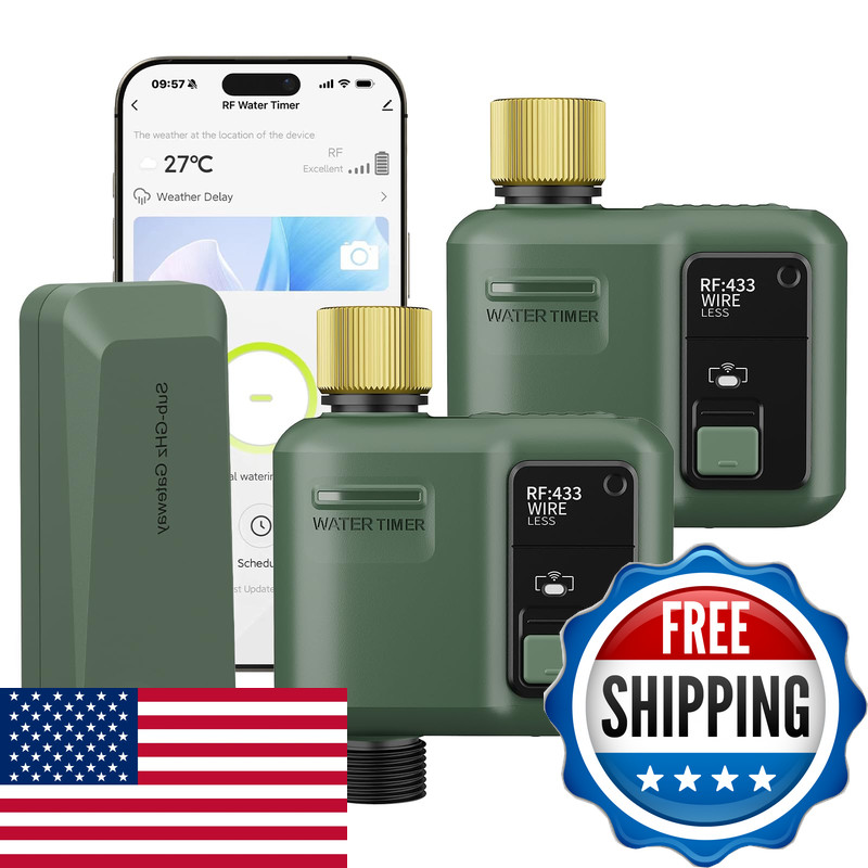 Shrivee Wifi Water Timer For Garden Hose 2 Pc Smart Sprinkler Controller 984Ft