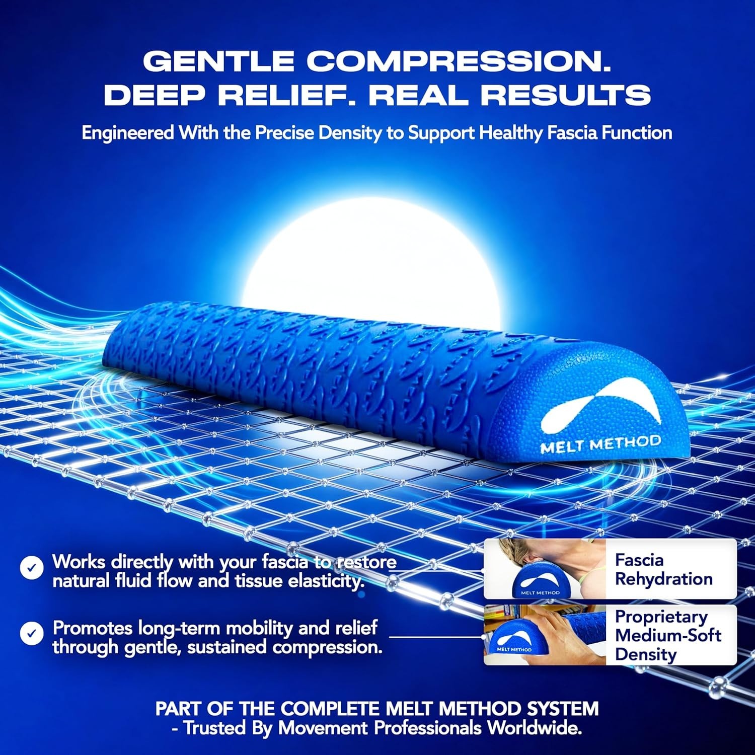 36 Inch Half Foam Roller for Back w/FasciaTherapy Technology