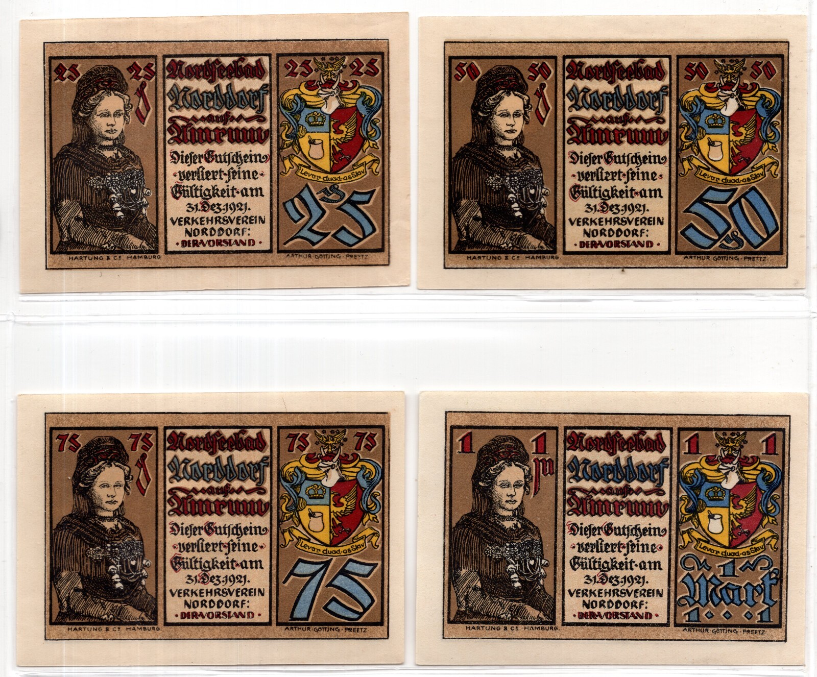 1921 Germany Nordorf Notgeld Set of 4 Notes (499)