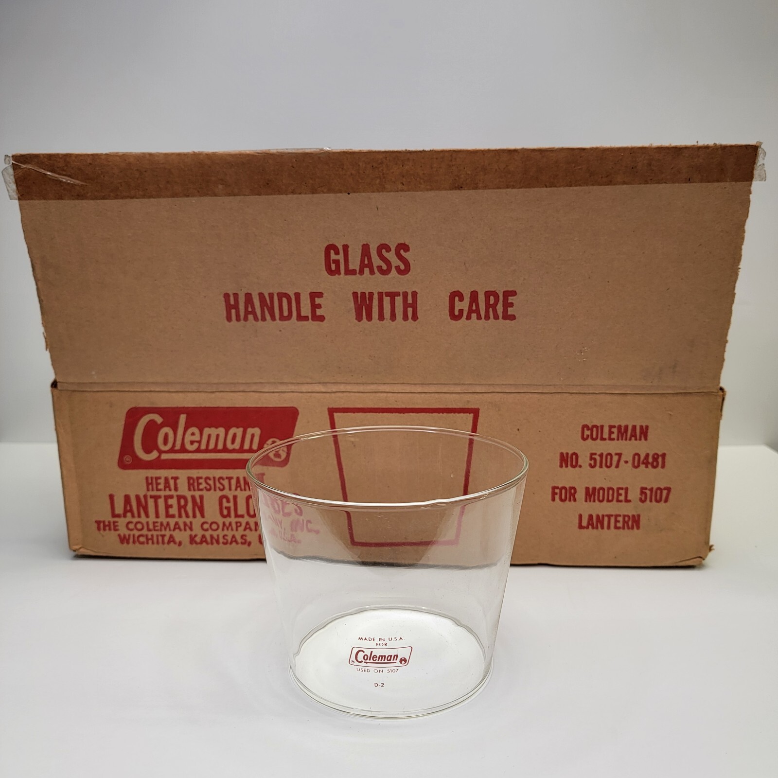 NOS - (1) Coleman 5107 Tapered Lantern Globe Red Logo USA Made - For 5152 ALSO