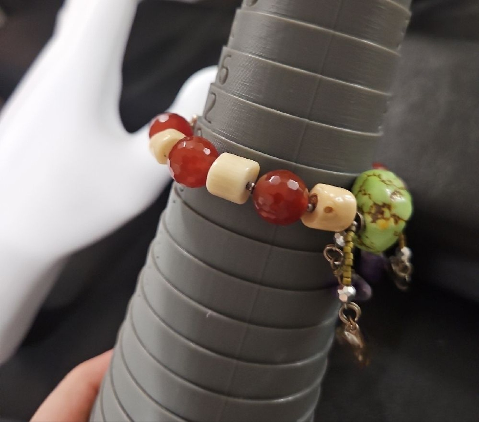 Green Turquoise Amethyst And Crystal Multicolor Beaded Bracelet