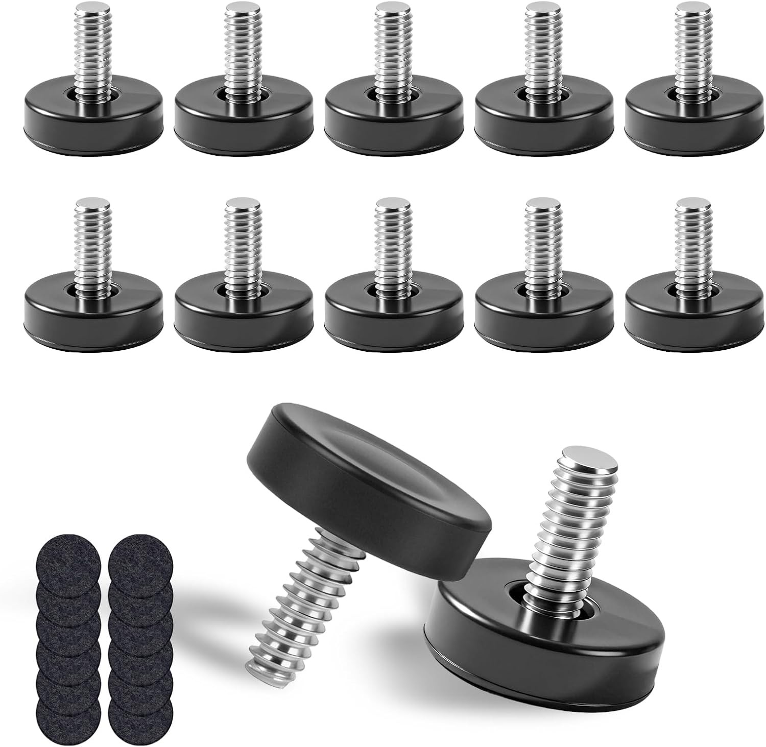 1/4” Thread Leveling Feet 12 PCS Adjustable Furniture Levelers Screw-in Table