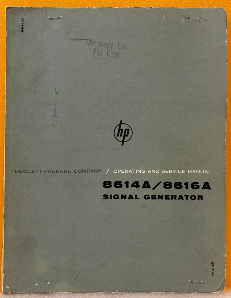 HP / Agilent 08614-926 1964 8614A/8616A Signal Generator Oper. & Service Manual.