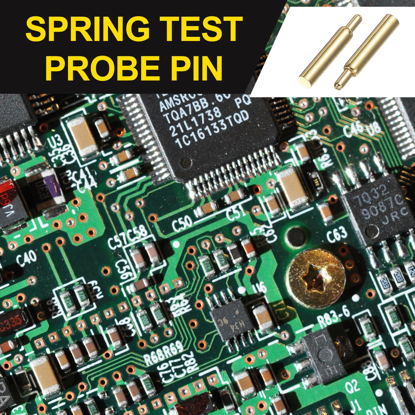 40Pcs 7mm Spring Test Probe Pin, Gold Plated Spring Loaded Thimble Pins