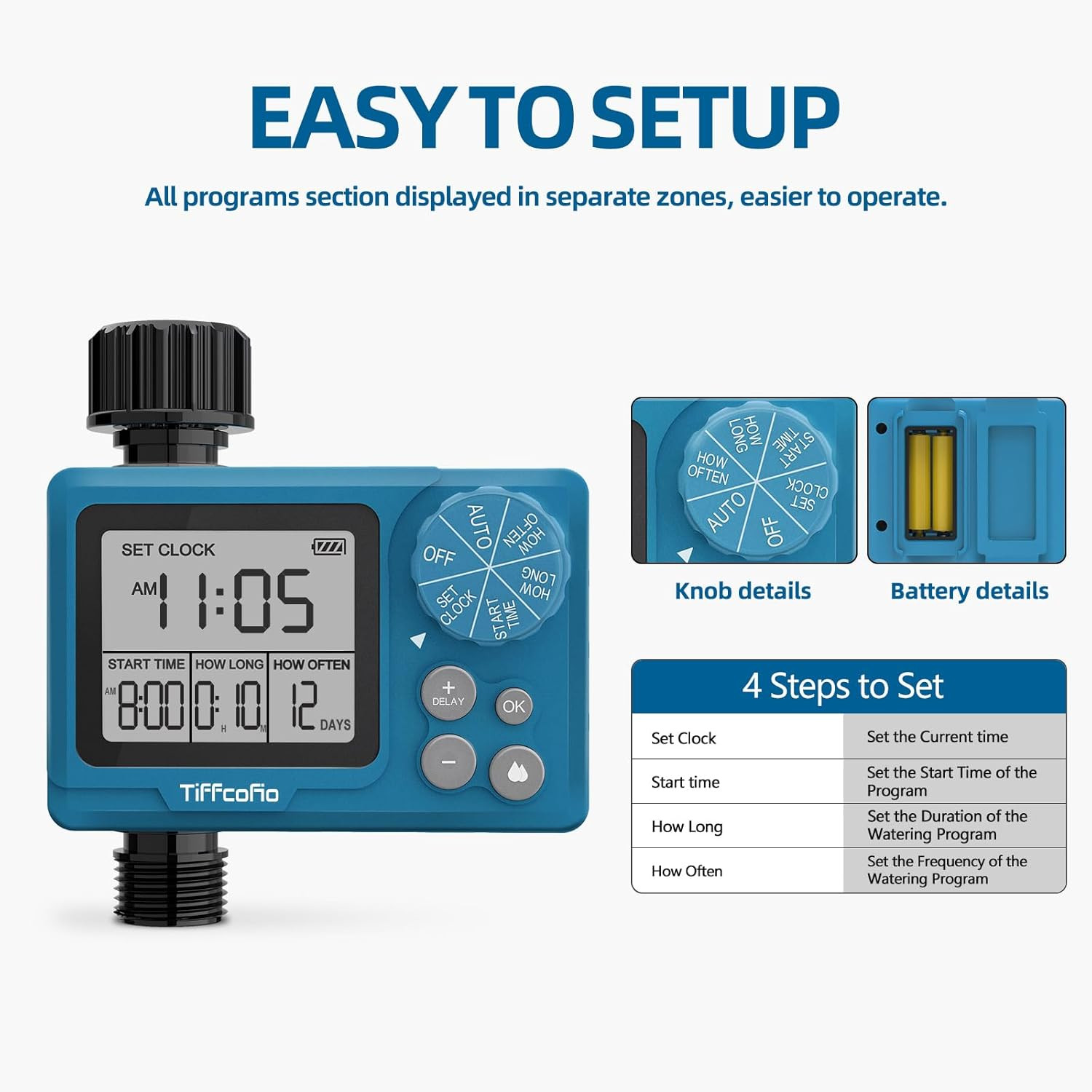 Sprinkler Timer Outdoor, Digital Programmable for Garden Hose, Irrigrtion Timer