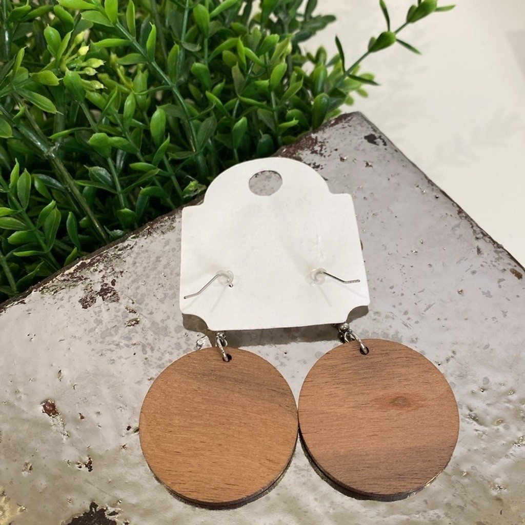 Corner Creation Light Weight Etched Wood Earrings