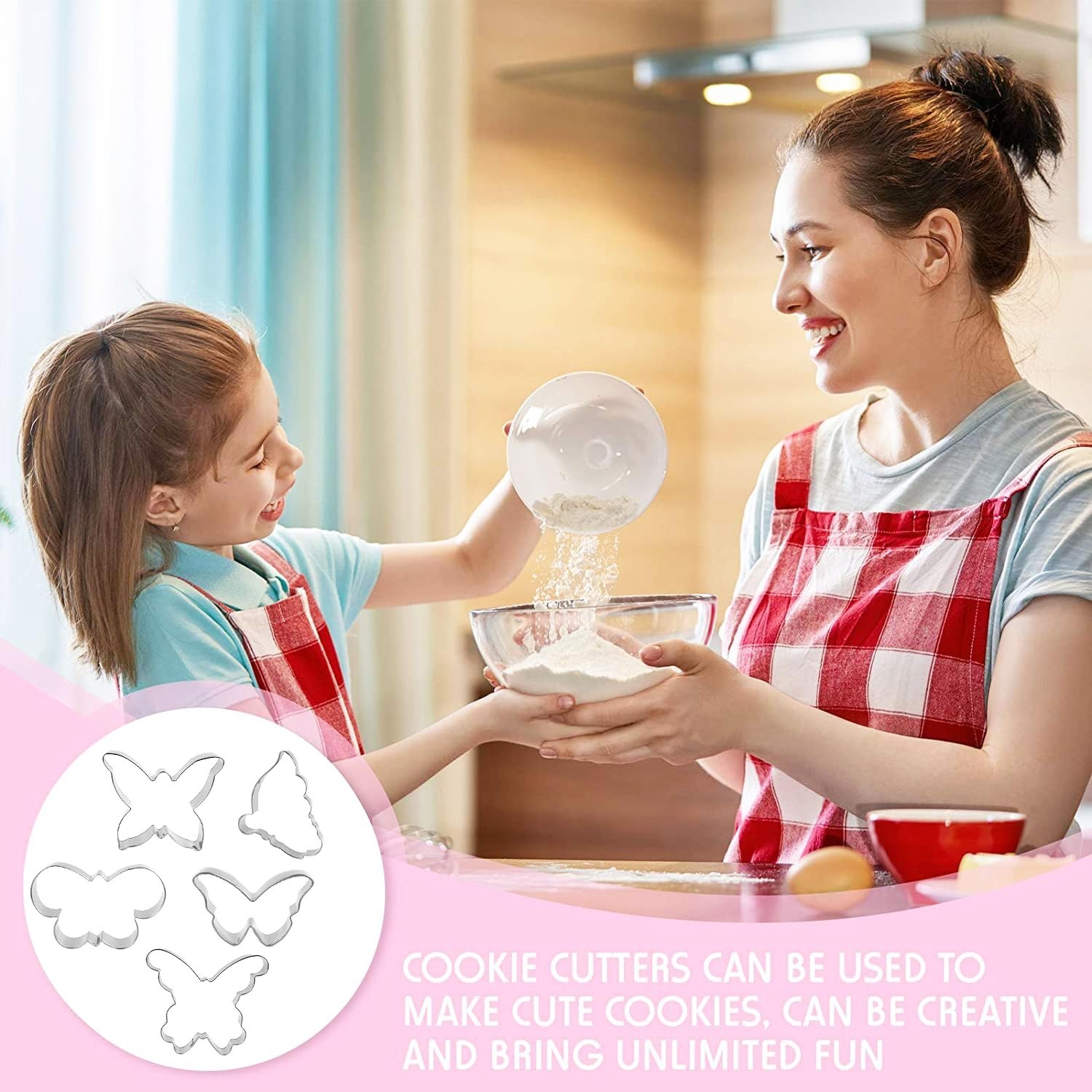 5Pack Butterfly Cookie Cutter Set, Stainless Steel Butterfly Wings Shaped Bak...