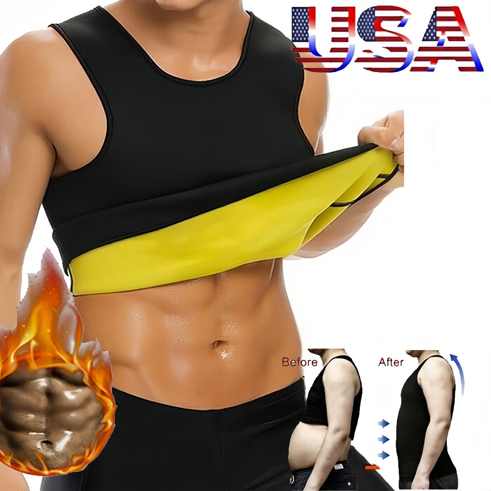 Camiseta sin mangas de neopreno sauna y entrenamiento de cintura para hombre