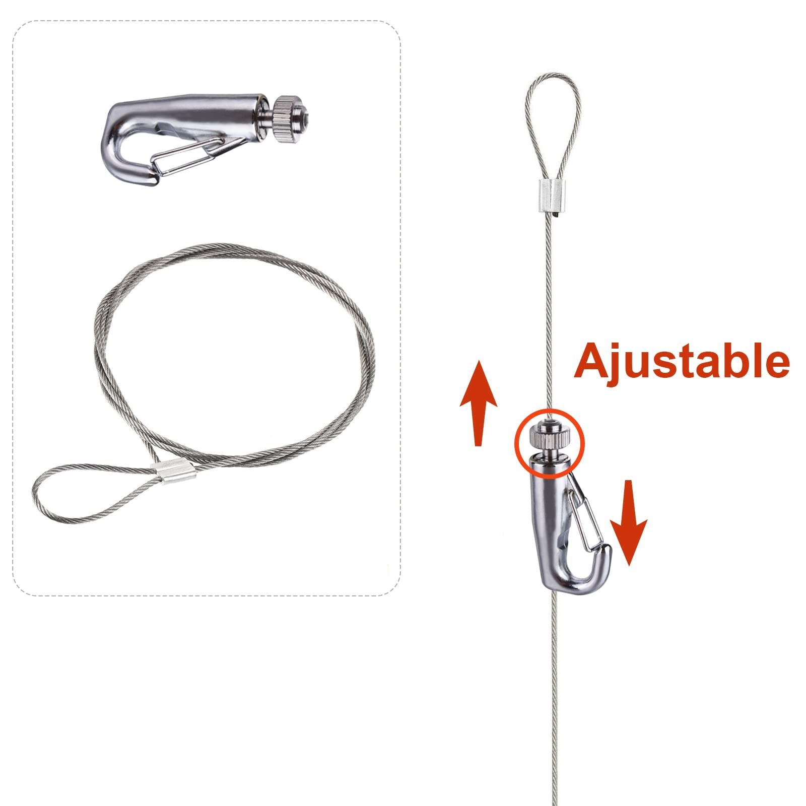 6 Pack Picture Rail Hooks and Wire Hanging System, 6.5 Ft Wire Cables, Adjust...