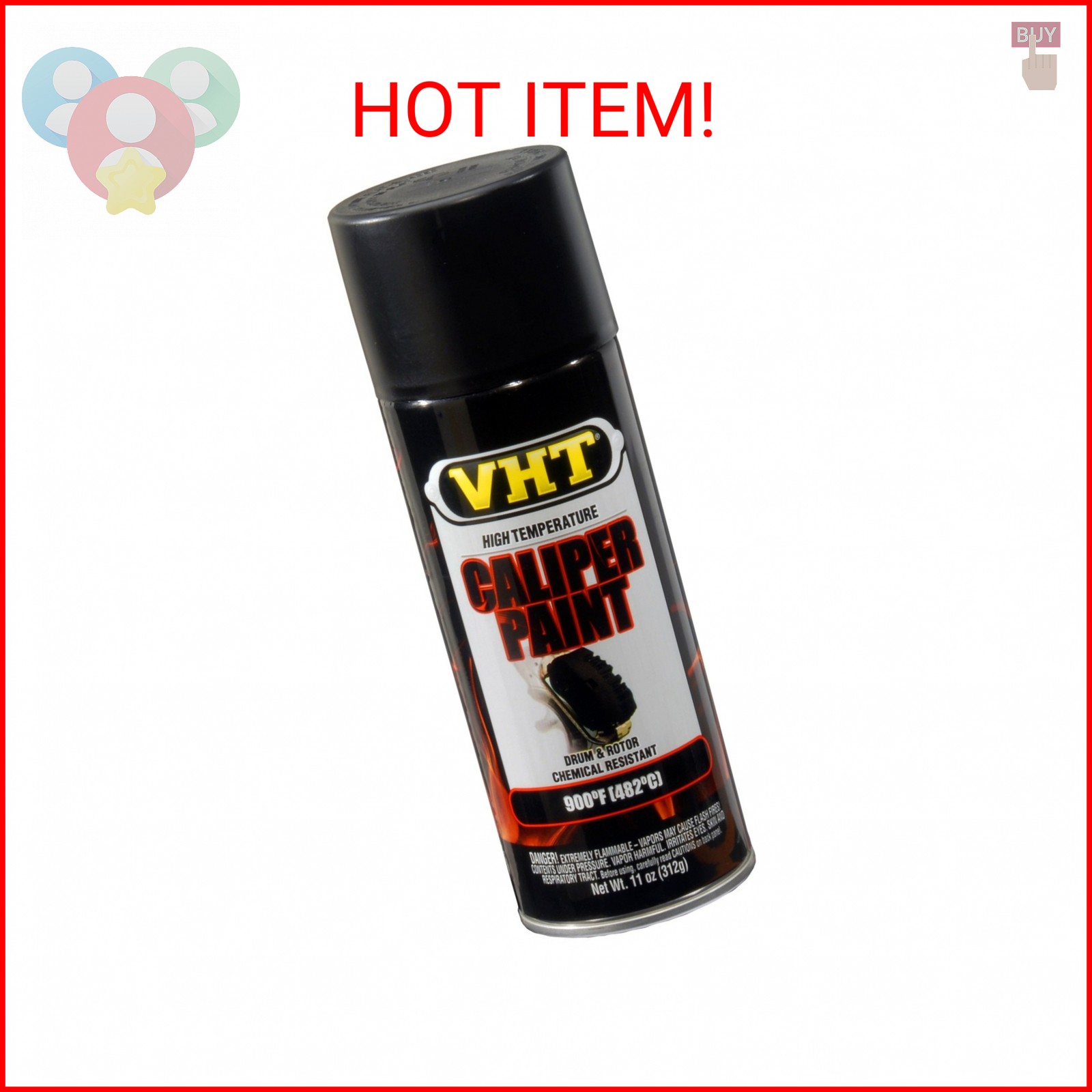 VHT SP739 Brake Caliper Spray Paint - Satin Black - 11 oz Aerosol Can