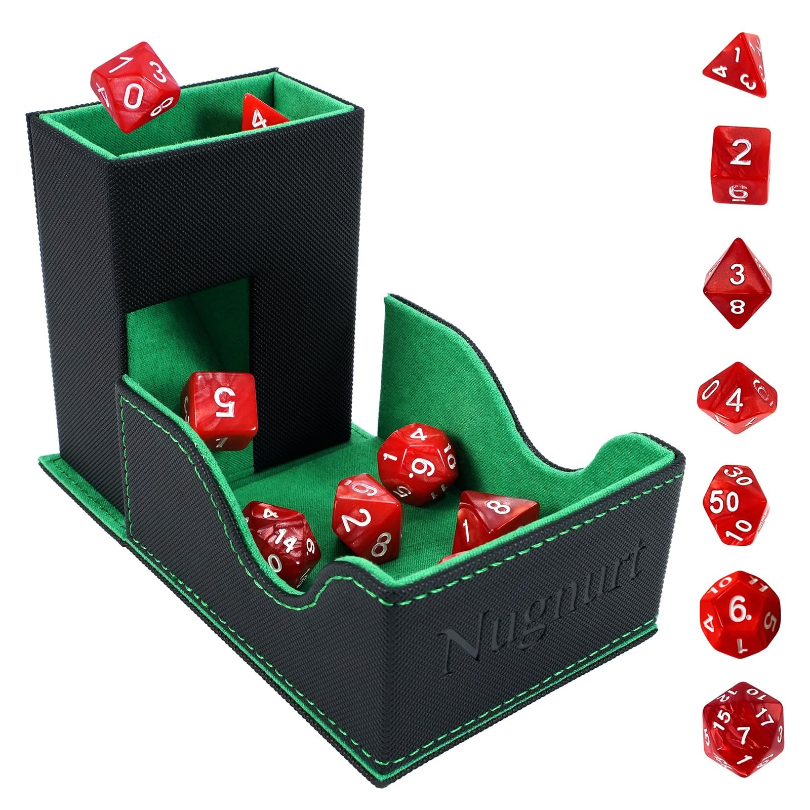 Dice Tower & DND Dice Tray, Foldable Portable Dice Rolling Tower with Green