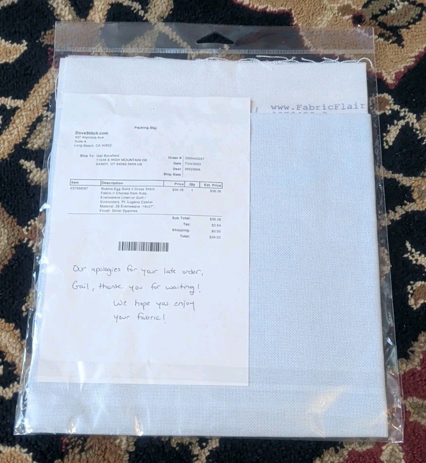 Fabric Flair Robins Egg Solid 28 count evenweave fabric, 18" x 27"