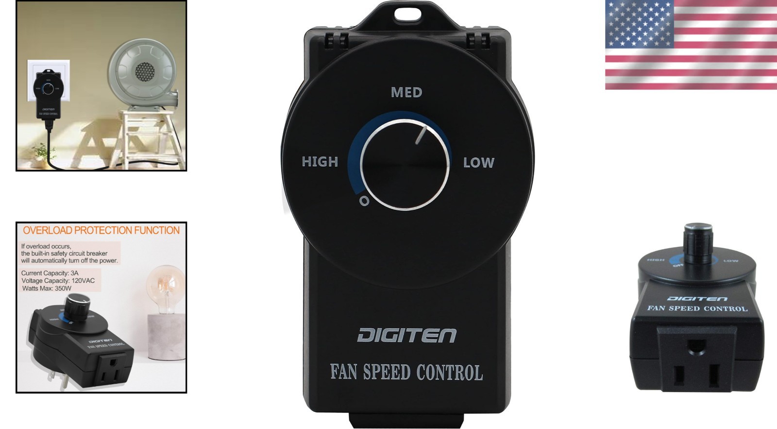 Variable Speed Controller - Energy Efficient Fan Speed Adjuster, 350W Capacity