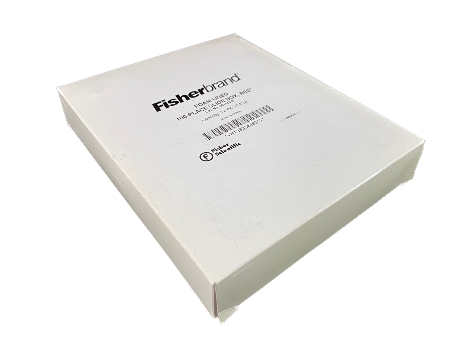 FISHERBRAND Foam-Lined 100-Place Premium Microscope Slide Box Red 03-448-3