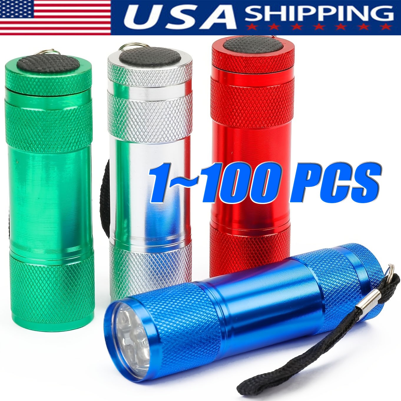 9 LED White Light Flashlight Aluminium Mini Torch Outdoor Portable Travel Lamp