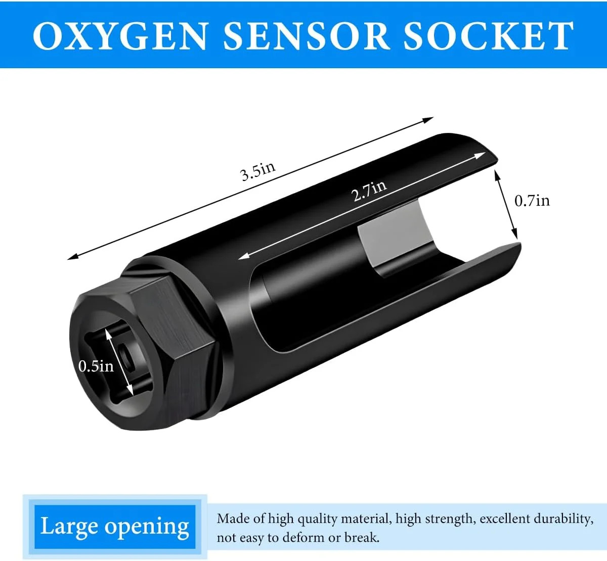 Oxygen Sensor Socket, Chromed-Vanadium Steel Oxygen Sensor Wrench Removal Tool w