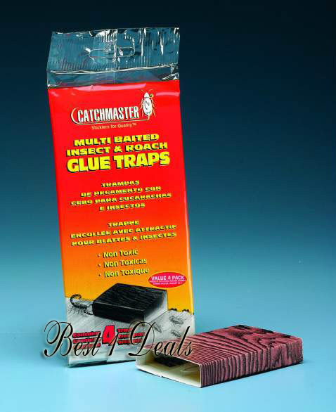 ** NEW Catchmaster Baited Insect Roach Spider Cricket Glue Trap Case 96 TRAPS
