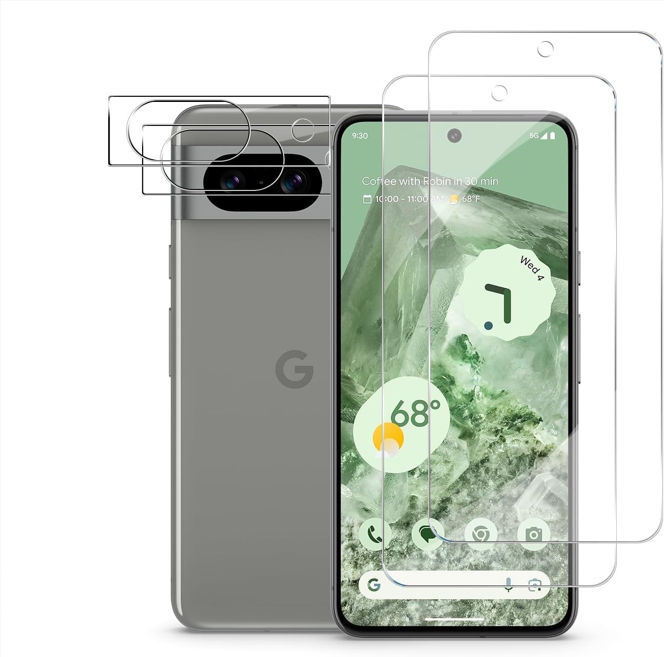 Pixel 8 Tempered Glass Screen Protector + Camera Lens Protector [ 2 + 2 Pack ][F