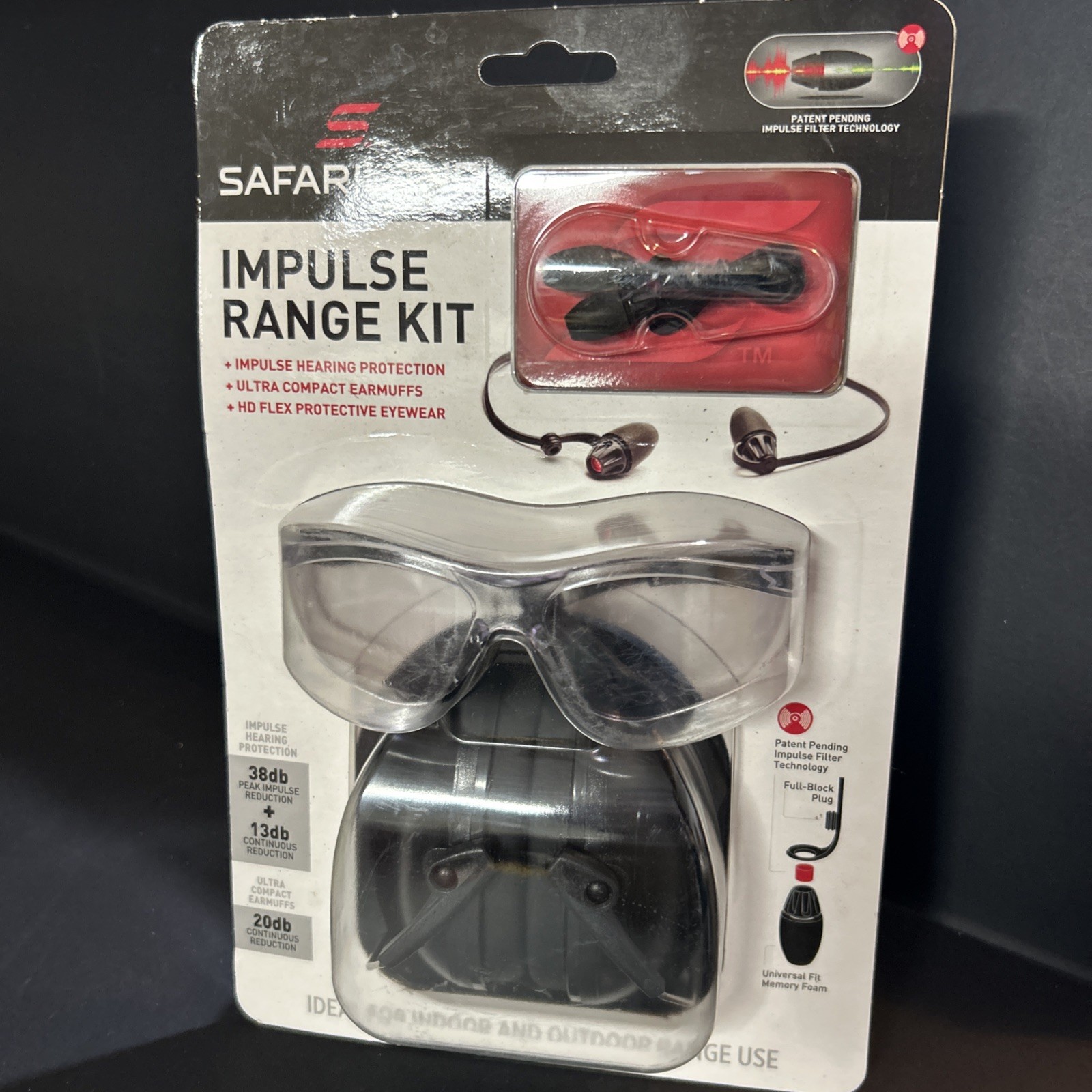 Safariland Impulse Range Kit W/ Ear Plugs - Earmuffs - Shooting Glasses