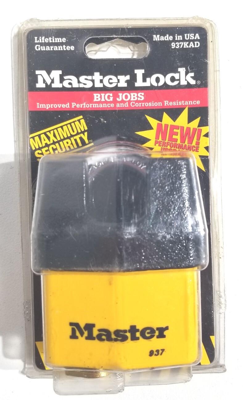Vintage 1997 Master Lock 937 Maximum Security Shrouded Hardened Shackle Lock New