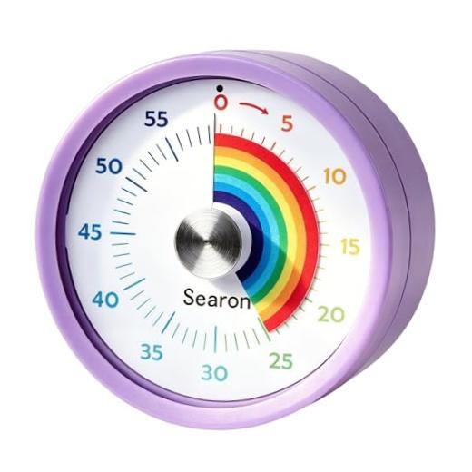 Magnetic Visual Timer for Kids — 3.15" 60-Minute Rainbow Dial Timer for Purple