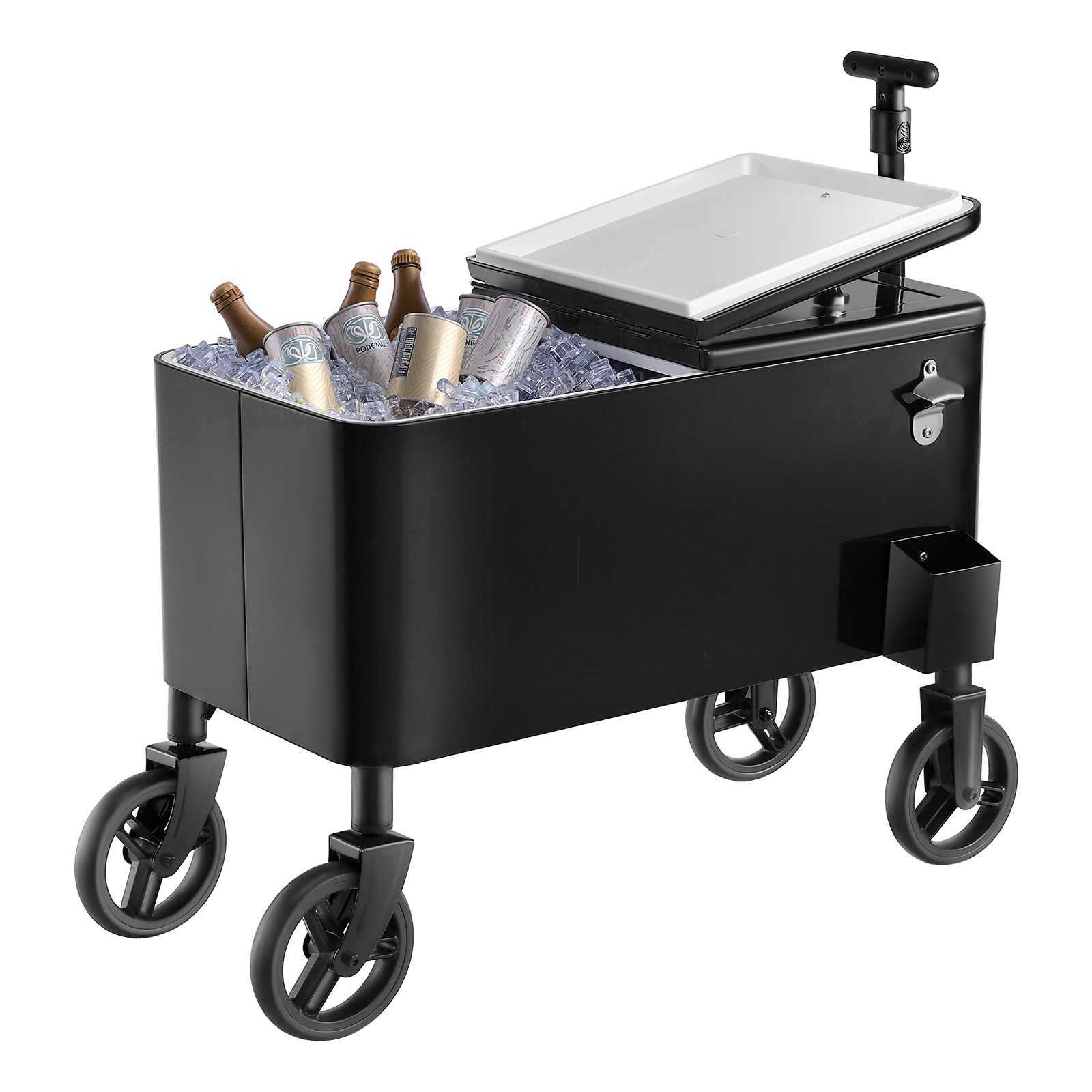 VEVOR 80QT Rolling Ice Chest on Wheels Drink Cooler Cart with Telescopic Handle