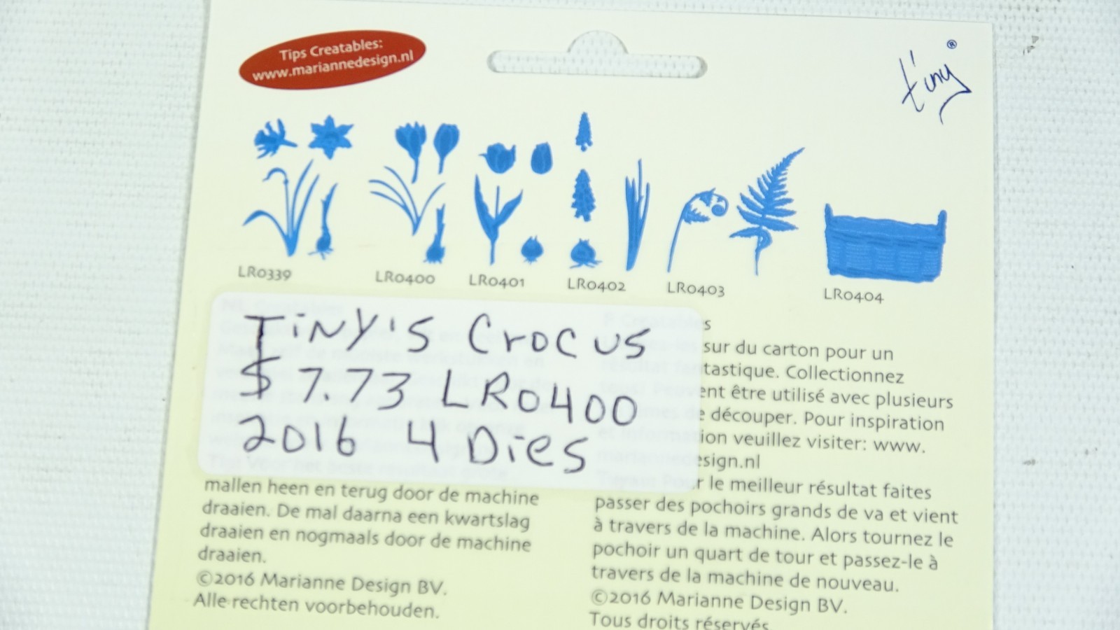 2016 Marianne Design B.V. Tiny Creatables Dies Tiny's Crocus LR0400