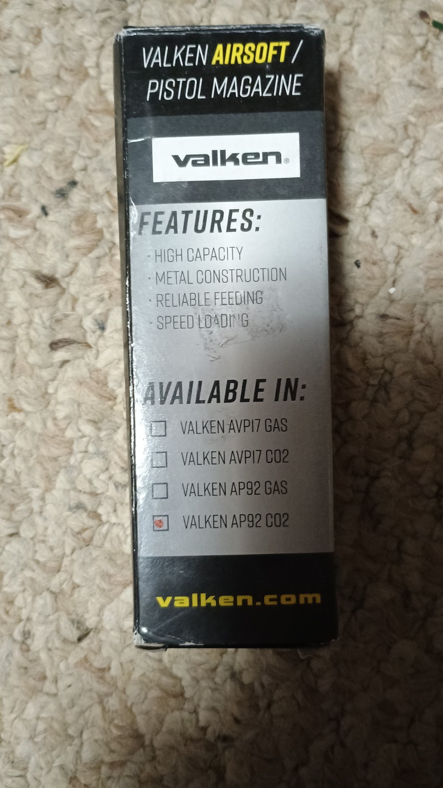 Valken Tactical AP92 C02 Airsoft Magazine Black New