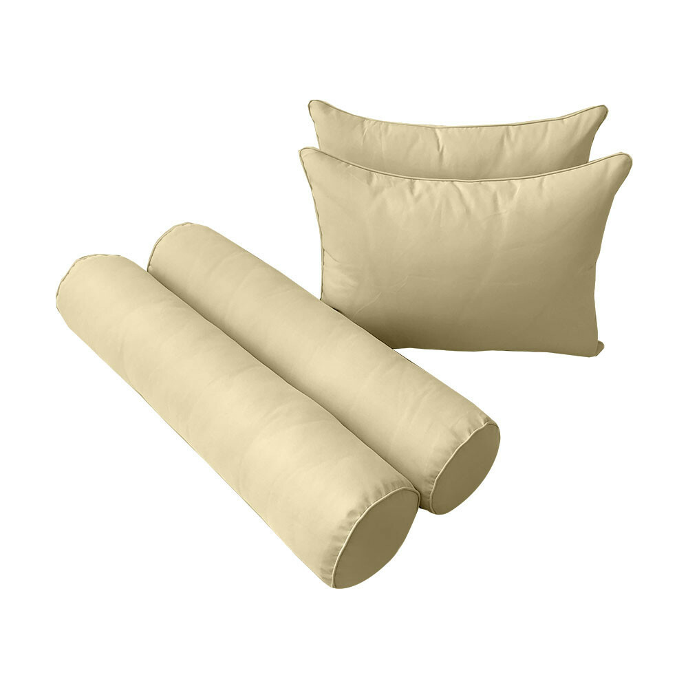 |COVER ONLY| Outdoor Style 4 Twin Piped Trim Bolster Back Pillow Slipcover AD103