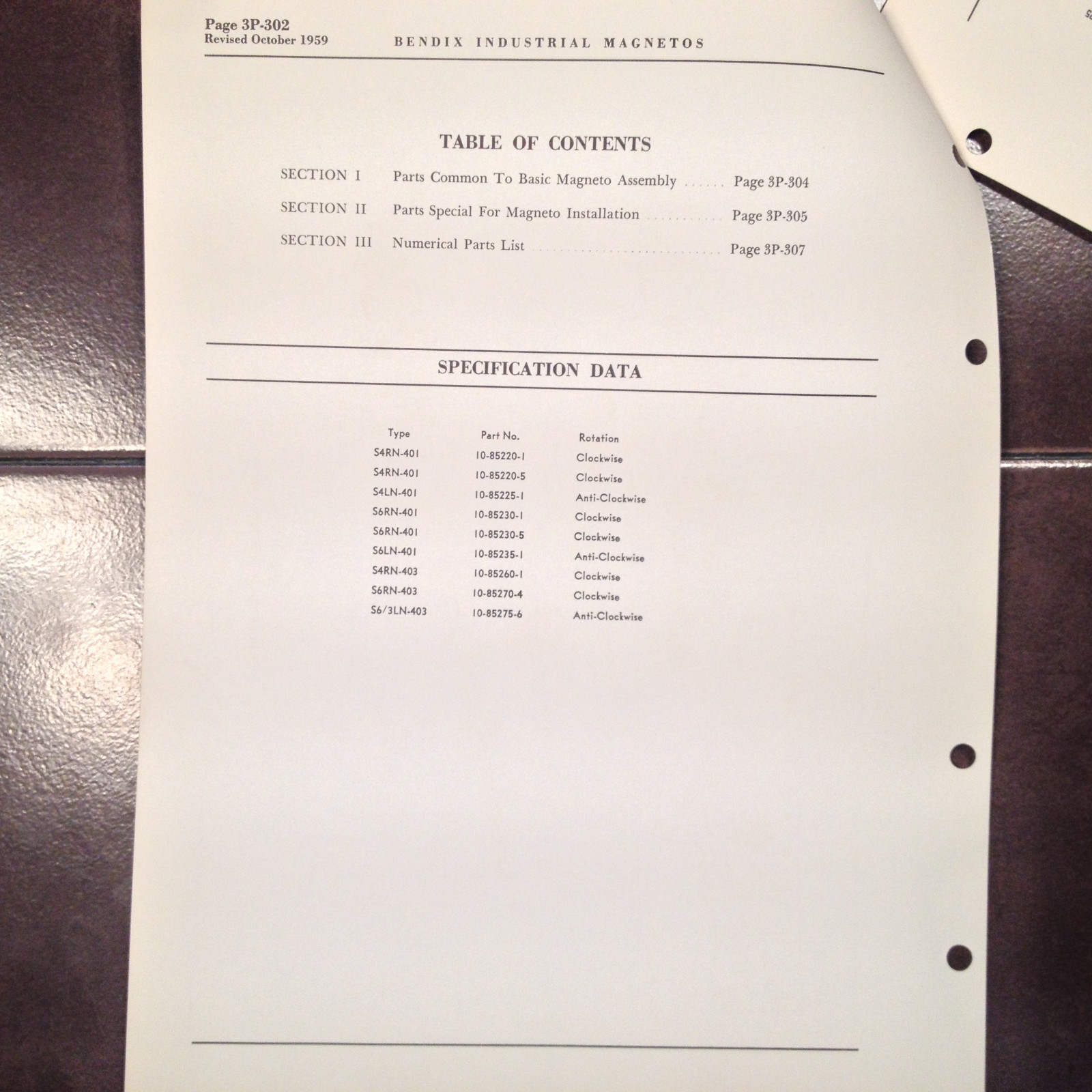 Bendix S-400 Flange Mounted Magneto Parts Listing Manual