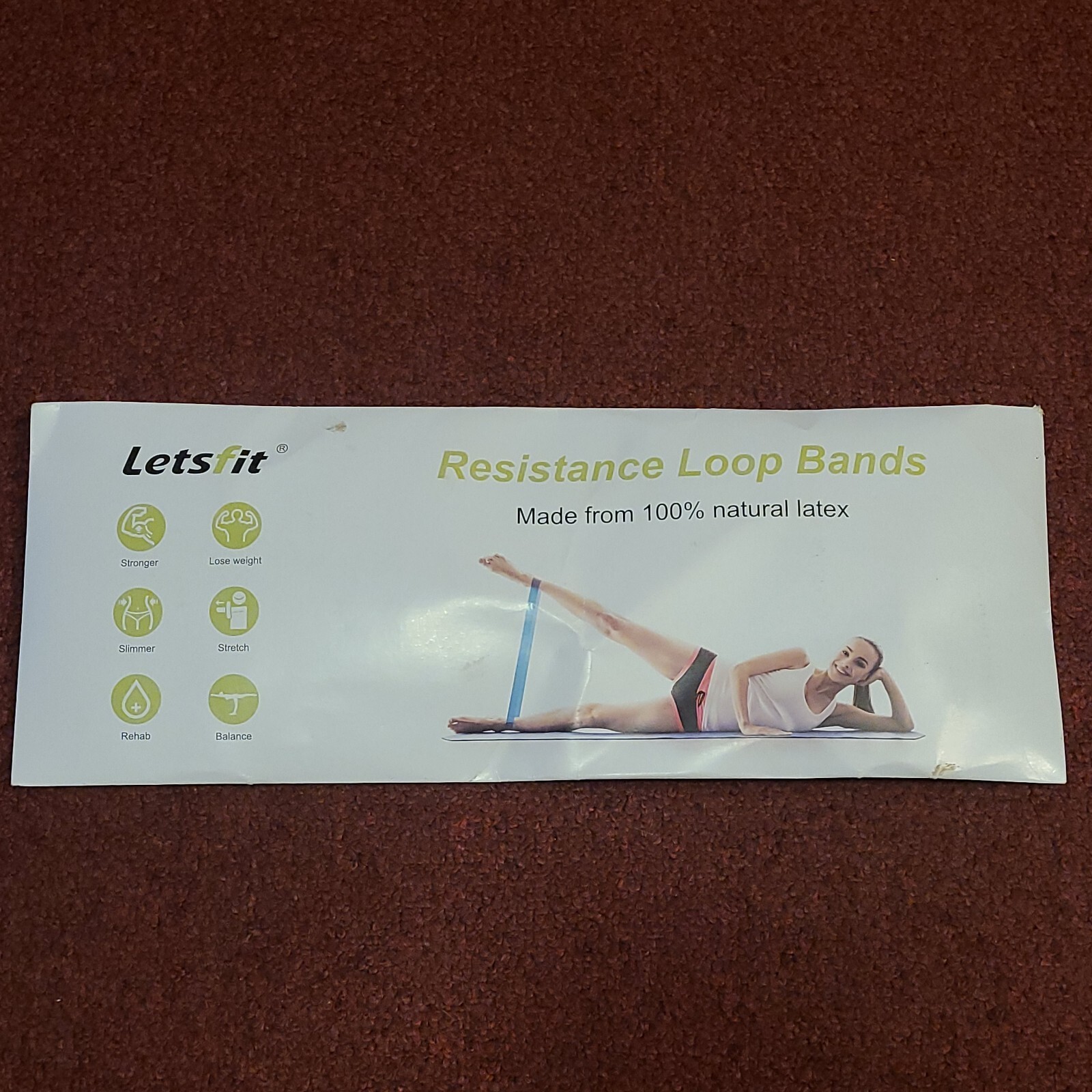Letsfit Resistance Loop Excercise Bands Home Fitness Pink Standard JSD02-5P-RD