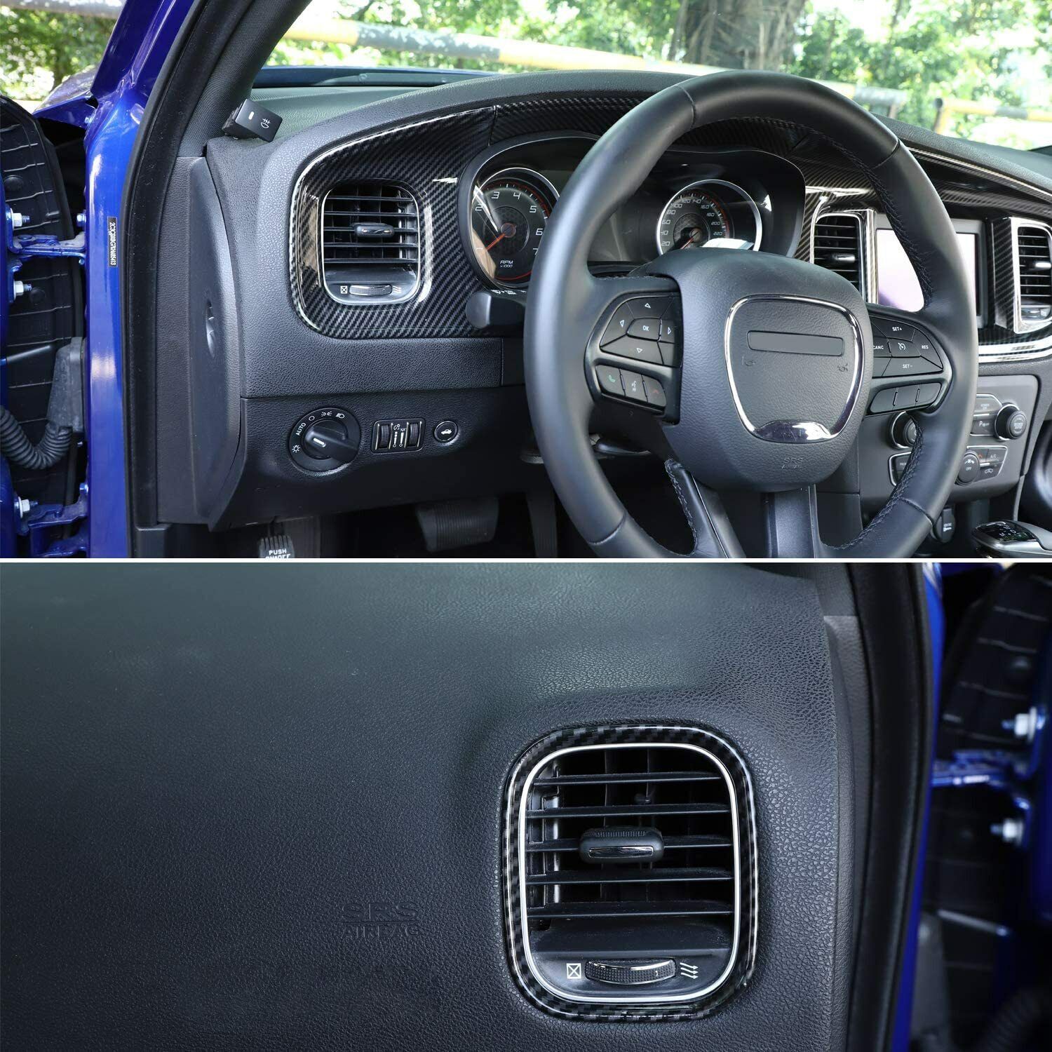 Carbon Fiber Central Console Dashboard Panel Cover Trim for Dodge Charger 2015+