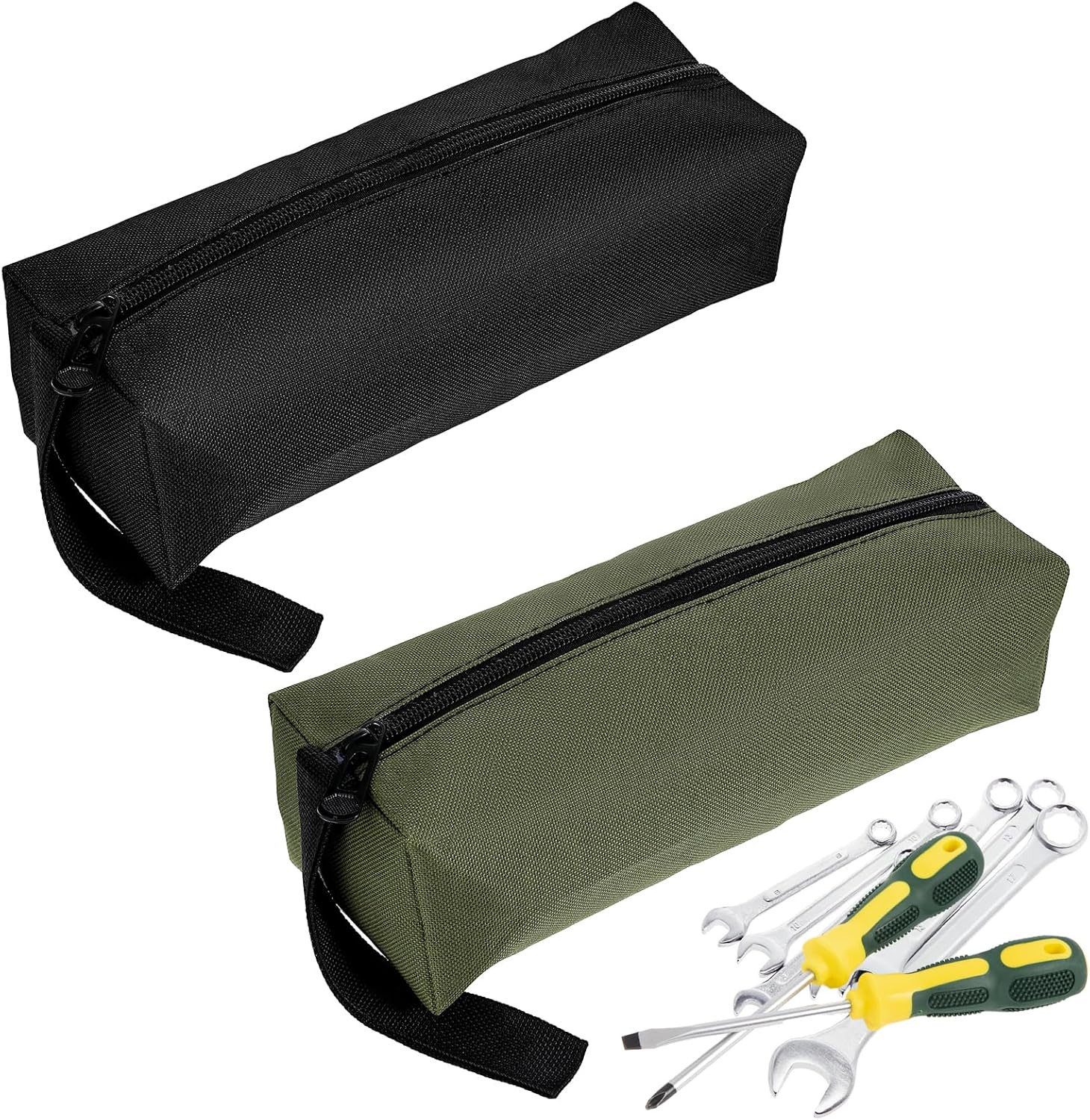 2 Pack Small Canvas Zipper Tool Pouch - Multi-Purpose Storage Bag for Tools & Ac