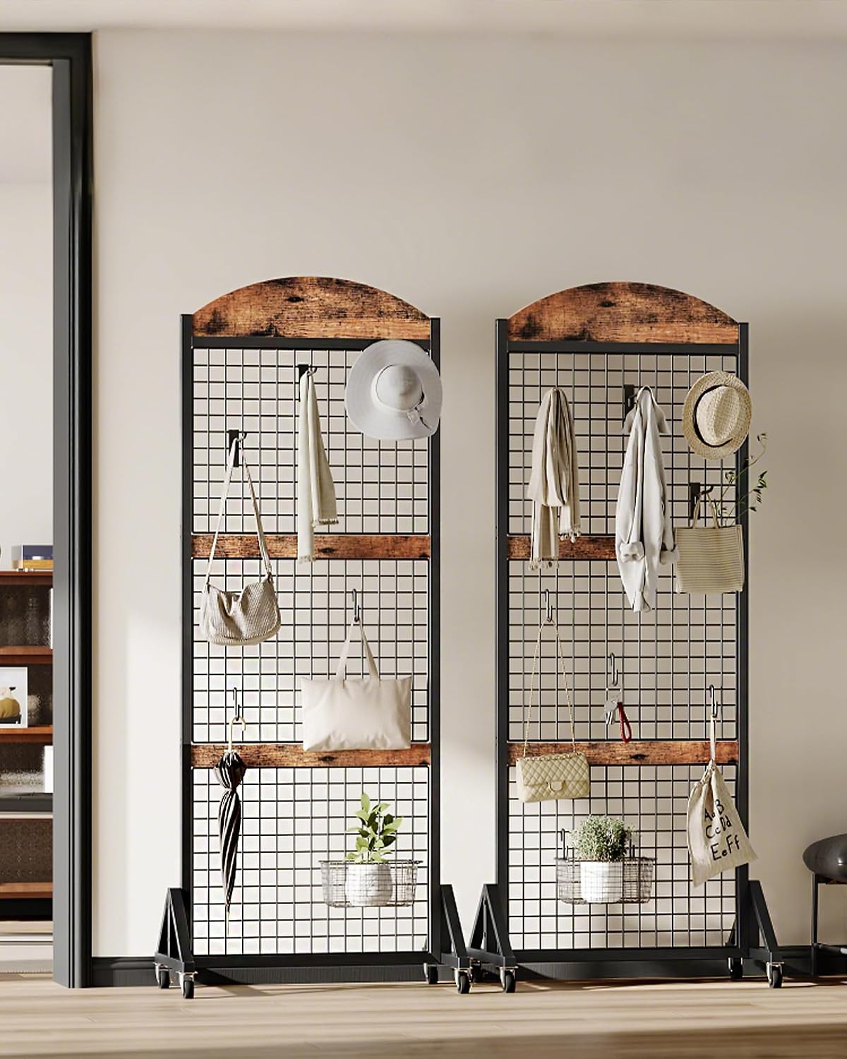 Grid Wall Panel 5.7' x 2' FT Grid Display Rack 2 Pack Movable Gridwall Display