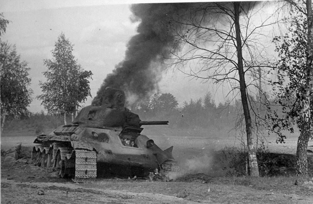 WW2 Photo T-34 Burning Barbarossa WWII Russia Germany World War Two