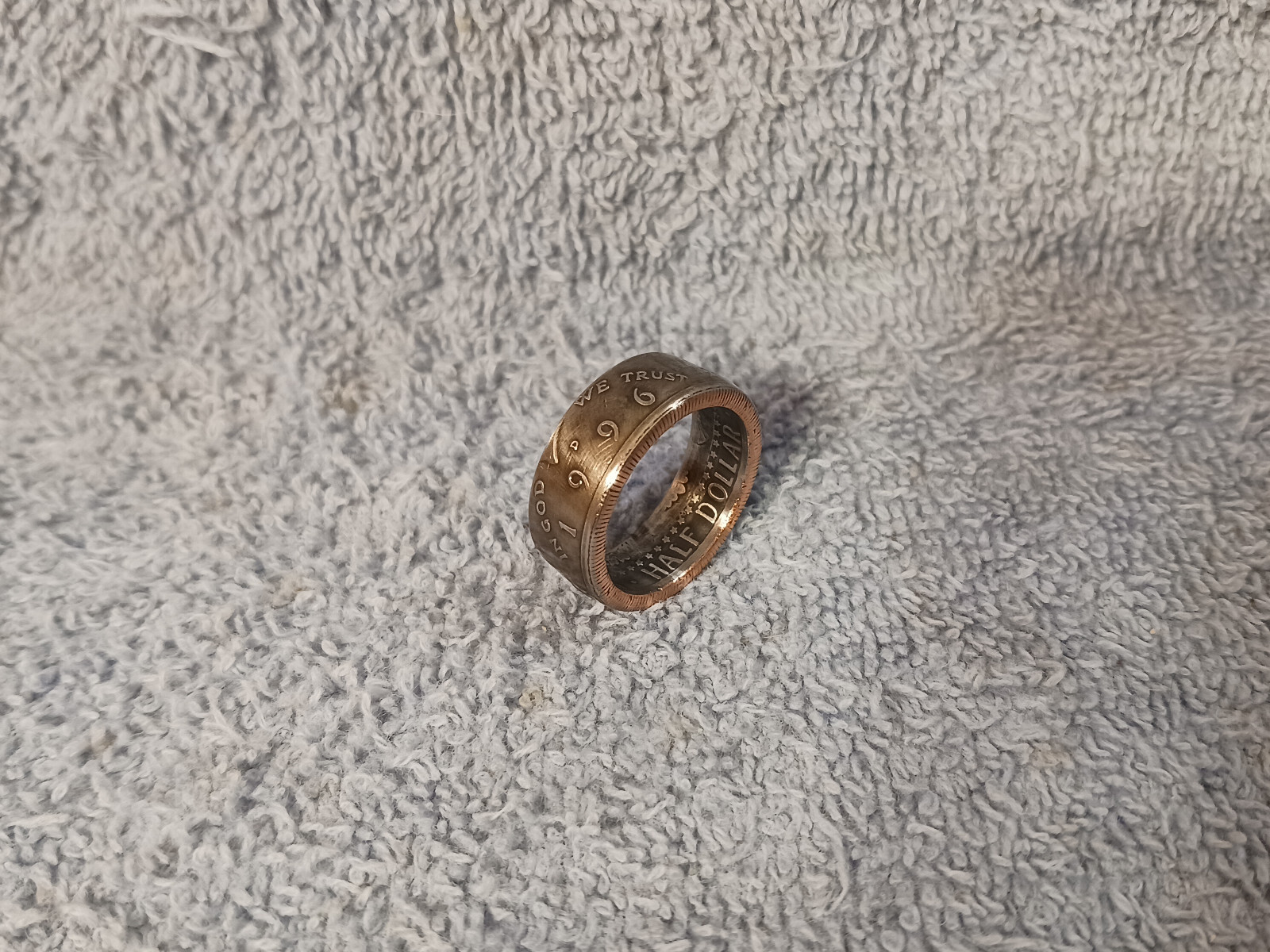 1996 Kennedy Half Dollars  size 9   coin ring  Handmade mixed metals (B)