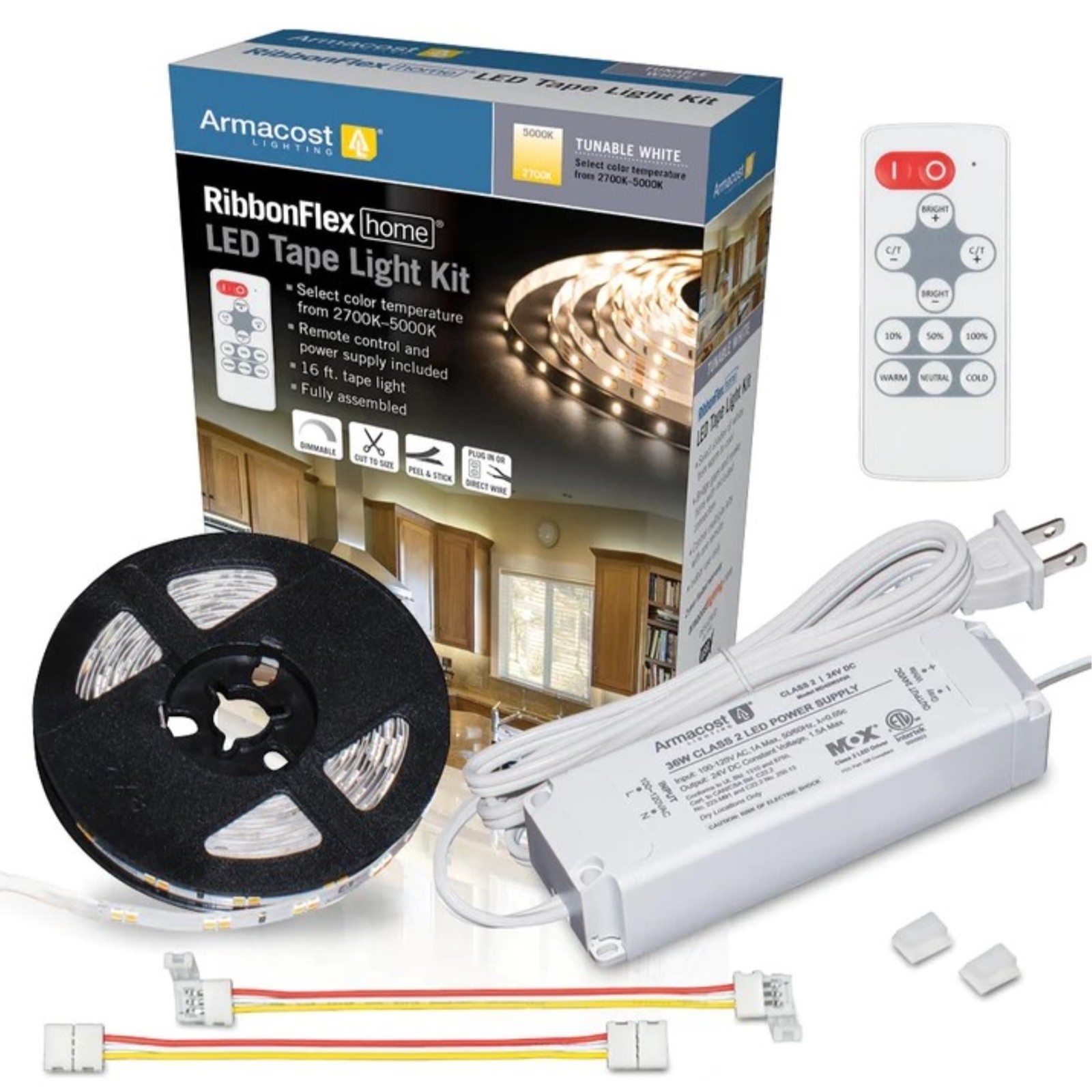 Armacost Lighting RibbonFlex Tunable White LED Tape Lights with Remote, 16'