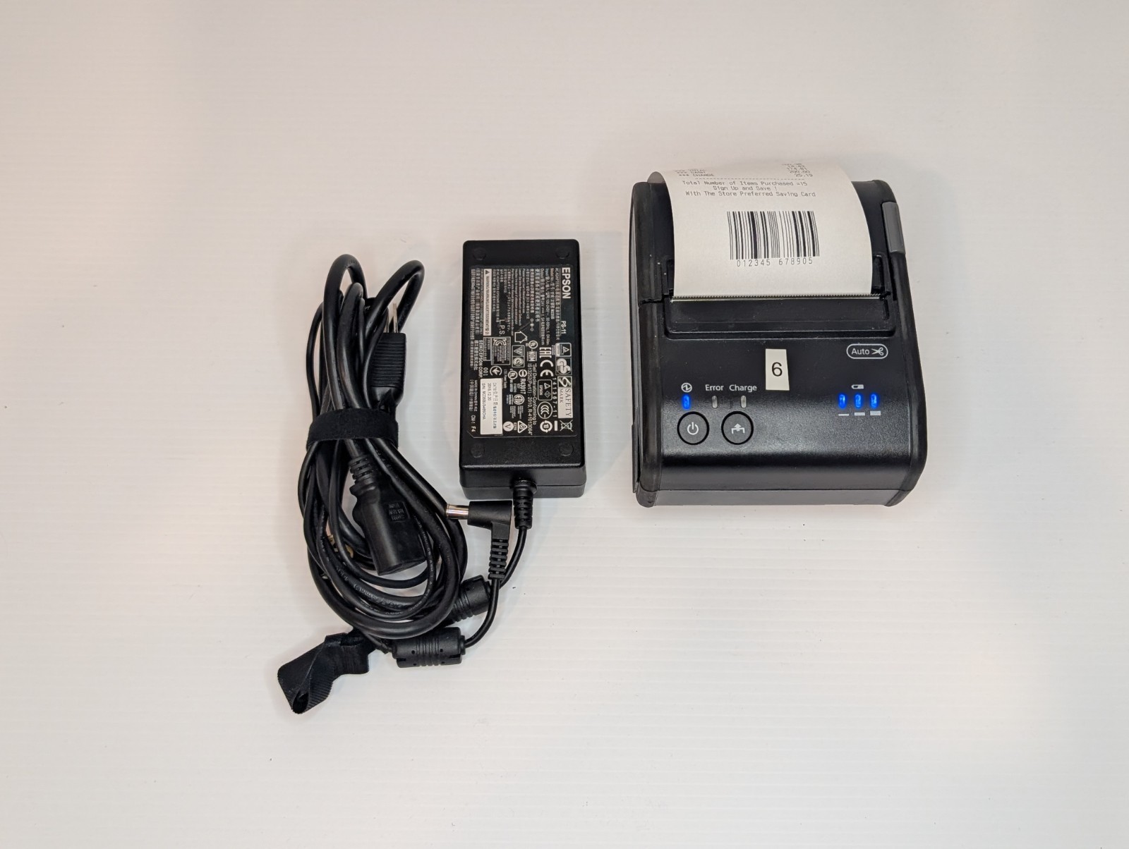 Epson TM-P80 Model M316D BT Thermal Printer w/Power adapter, AC Cord & Battery