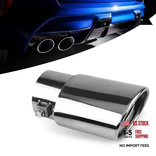 UGSHY Car Tail Throat Exhaust Pipe, 5.5In x 2.5In Metal 1 PC Bright Silver
