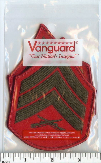 USMC Marines FEMALE Sergeant Chevrons PATCH pair! Sgt E5 ! green/red for Greens!