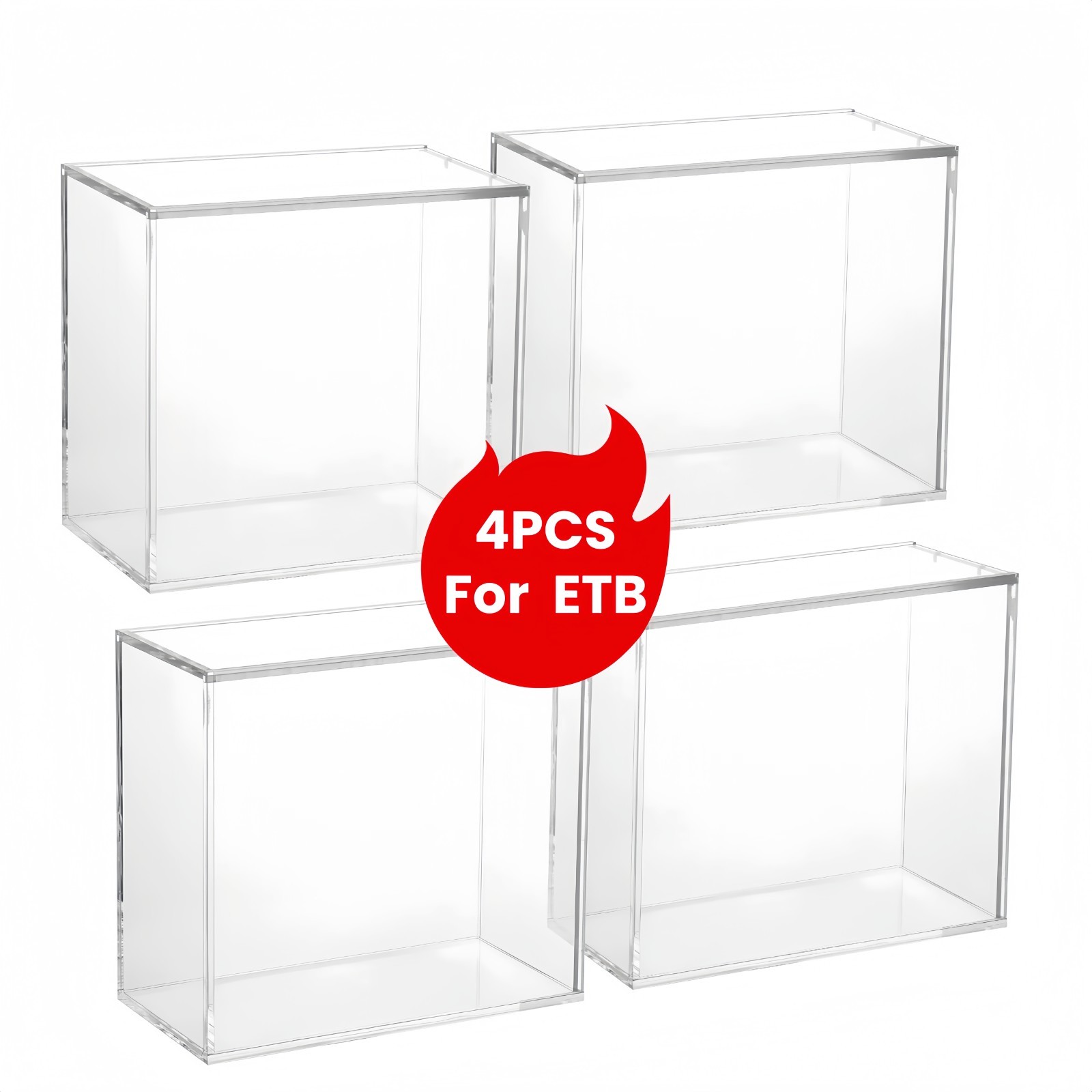 4 PCS etb protector case for Pokemon Acrylic display case for elite trainer box