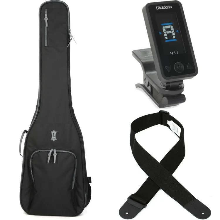 Levy's LVYBASSGB100 100 Series Gig Bag Bass Guitar with Strap and Clip-on Tuner