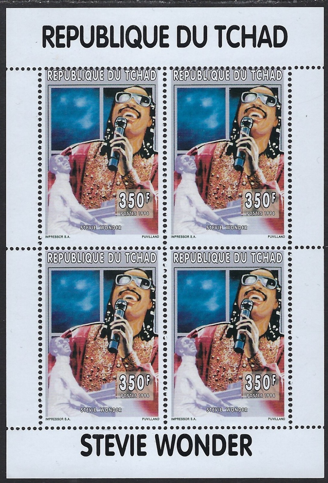 1996 MNH Mini Sheet from Chad -Stevie Wonder.......51P-62