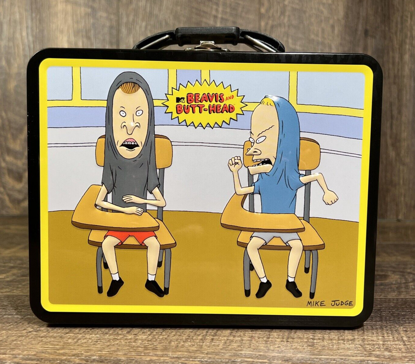MTV Beavis & Butt-Head Stash Metal Lunchbox- School Desks 7.5"x6"x3"- 2011 NEW😎