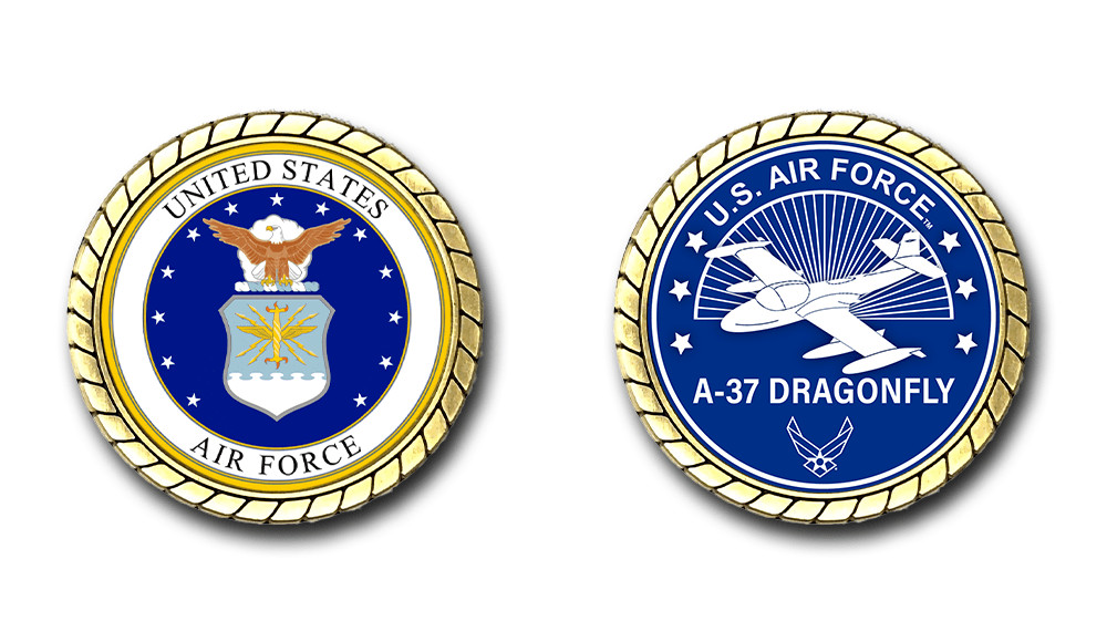 US Air Force A-37 Dragonfly Aircraft Challenge Coin Officially Licensed