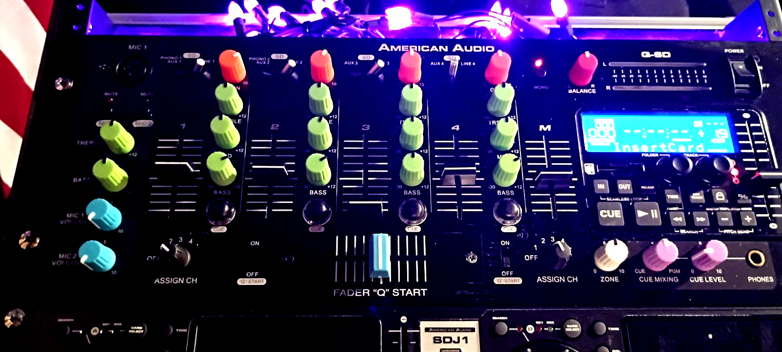 Rare American Audio Q-SD  4 Ch. DJ Mixer & SD Card Player Free Shipping