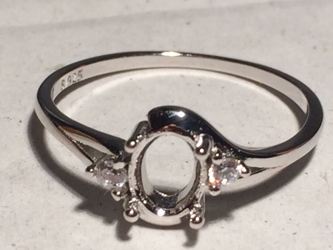 Solid Silver Ring Blanks - All Sizes - For Stones 7 x 5 mm Stamped S925