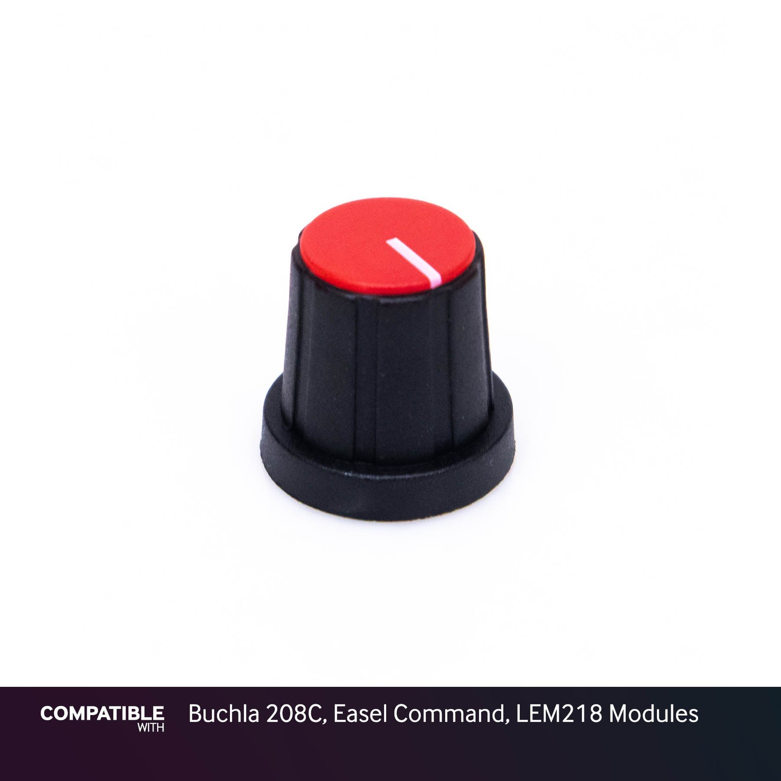 15mm Black Knob with Red Cap for Buchla 208C, Easel Command, LEM218 Modules