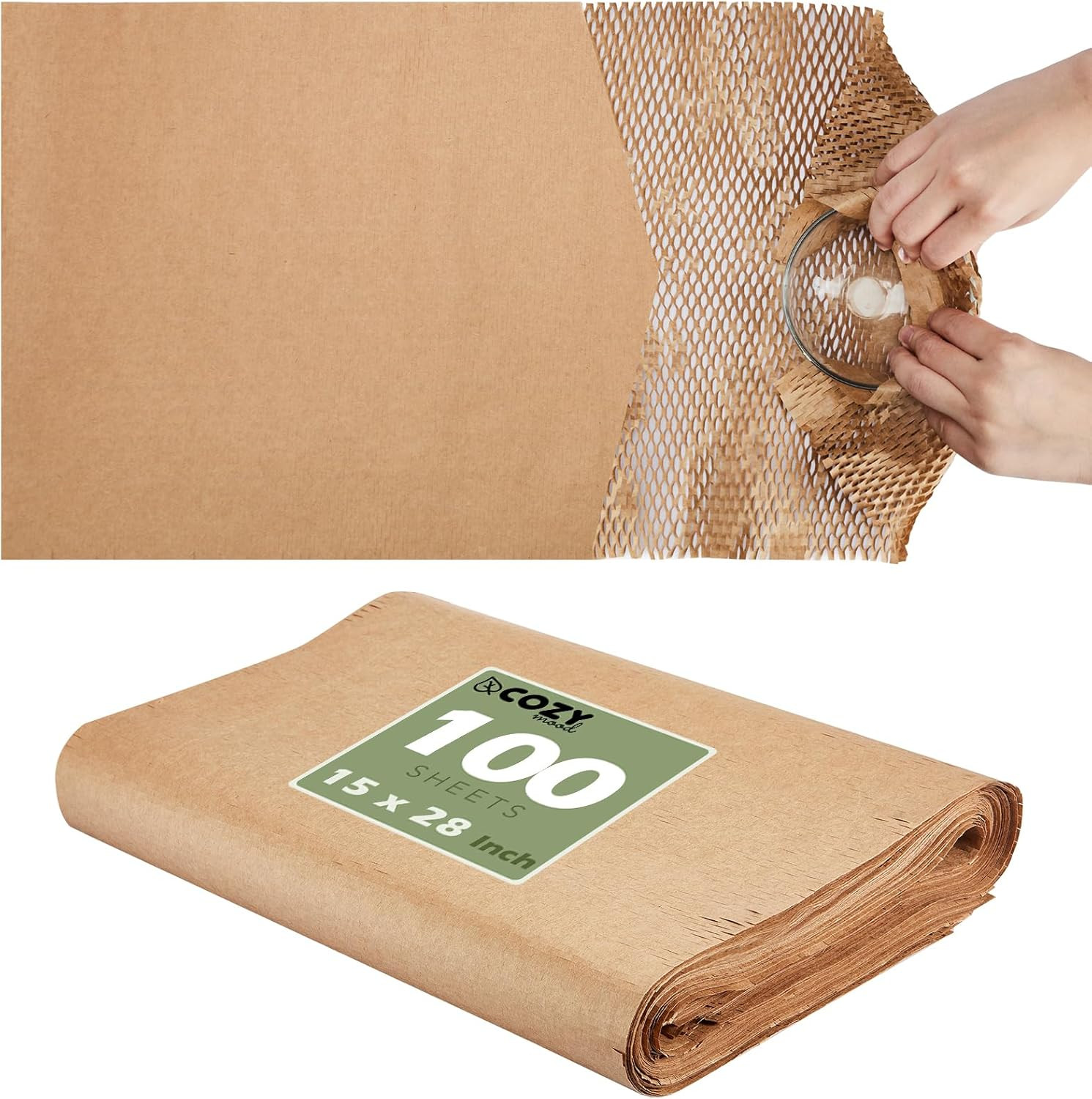 Biodegradable Honeycomb Packing Paper Sheets, 15" x 28", 100 Pcs